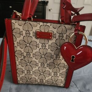 Kate Spade Key To My Heart Manhattan Red and Cream  Tote Bag